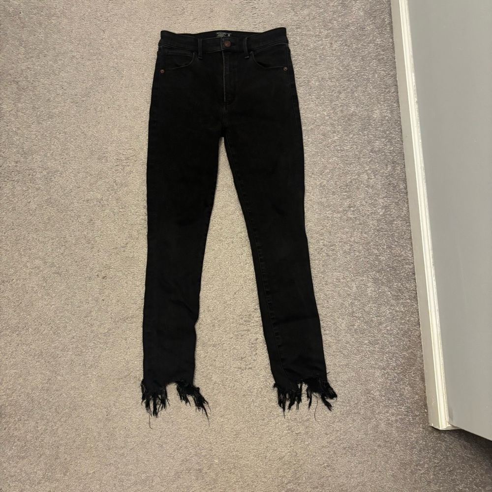 Abercrombie & Fitch Simone High Rise Ankle Frayed Black Skinny Jeans